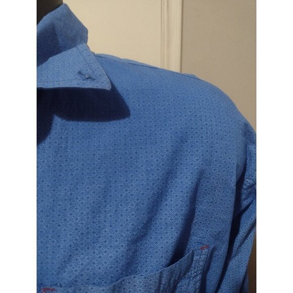 Rafter C Mens Button Down Shirt Blue All Over Print Golf Shirt Long Sleeve XL - Picture 5 of 14